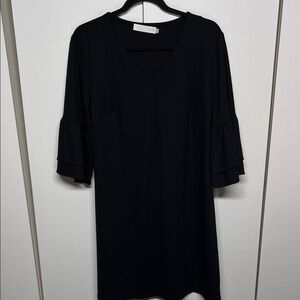 Sugar Poison Black V-Neck Dress with Ruffle Sleeves